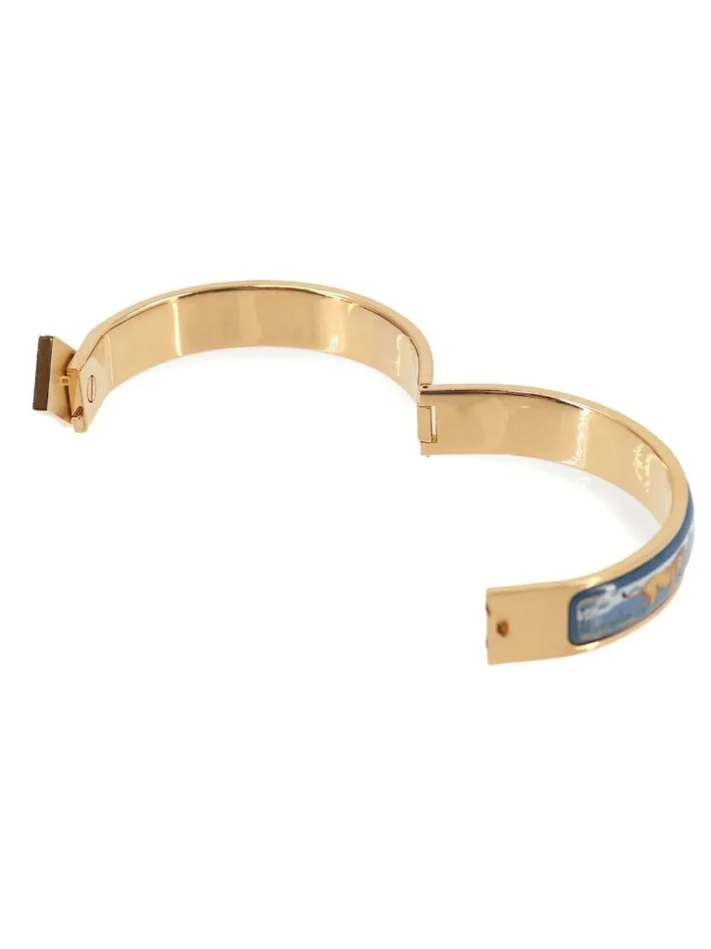 Hermes Roemaille PM Bangle Bracelet Blue Multicolor Gold Lion Email PM